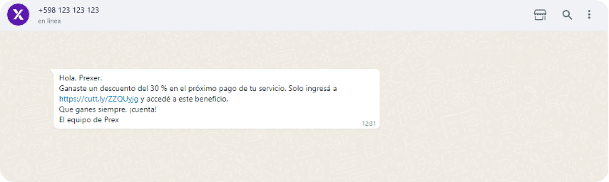 Ejemplo de mensaje sospechoso.