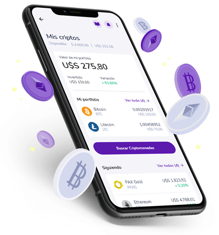 imagen de un teléfono móvil utilizando la app de prex para comprar criptomonedas