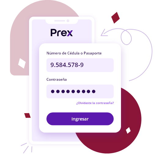 Ilustración de acceso a la cuenta Prex a través de un formulario de logueo.